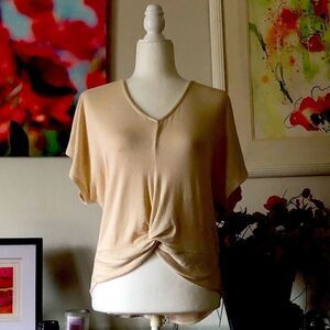 Alya cream flutter sleeve ribbon tie blouse